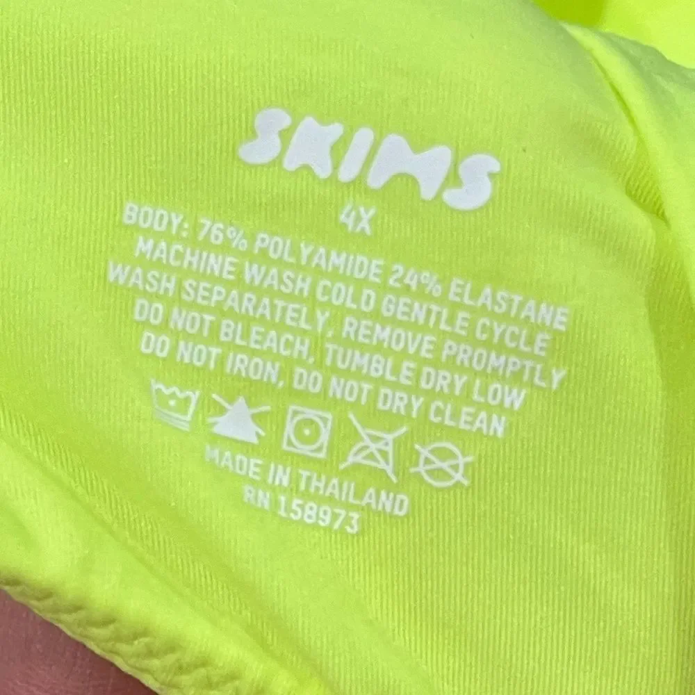 NWT Skims Fits Everybody One Shoulder Cut Out Bodysuit Green Highlighter Size 4X
